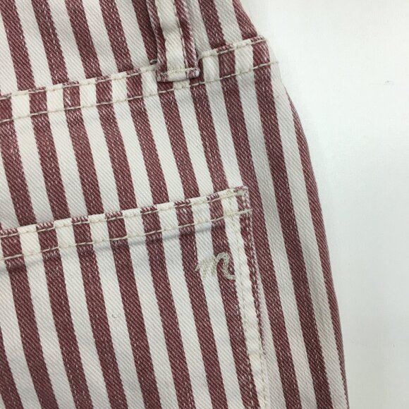 MADEWELL 5 Pocket White Burgundy Striped The High Rise Slim Boyjean Jeans - Picture 10 of 11